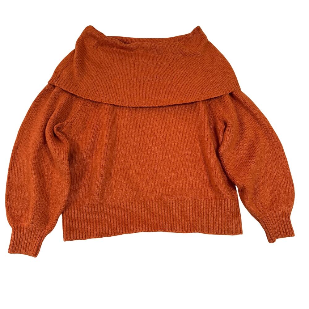 Anthropologie Women’s Sweater Cowl Neck Pull Over Long Sleeve Burnt Orange - Picture 1 of 9